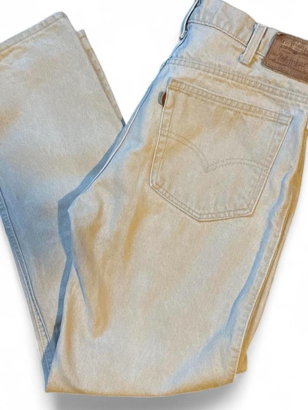Rare Vintage 80s Levi’s Light Beige W33 Jeans - Classic Straight Fit leather tab